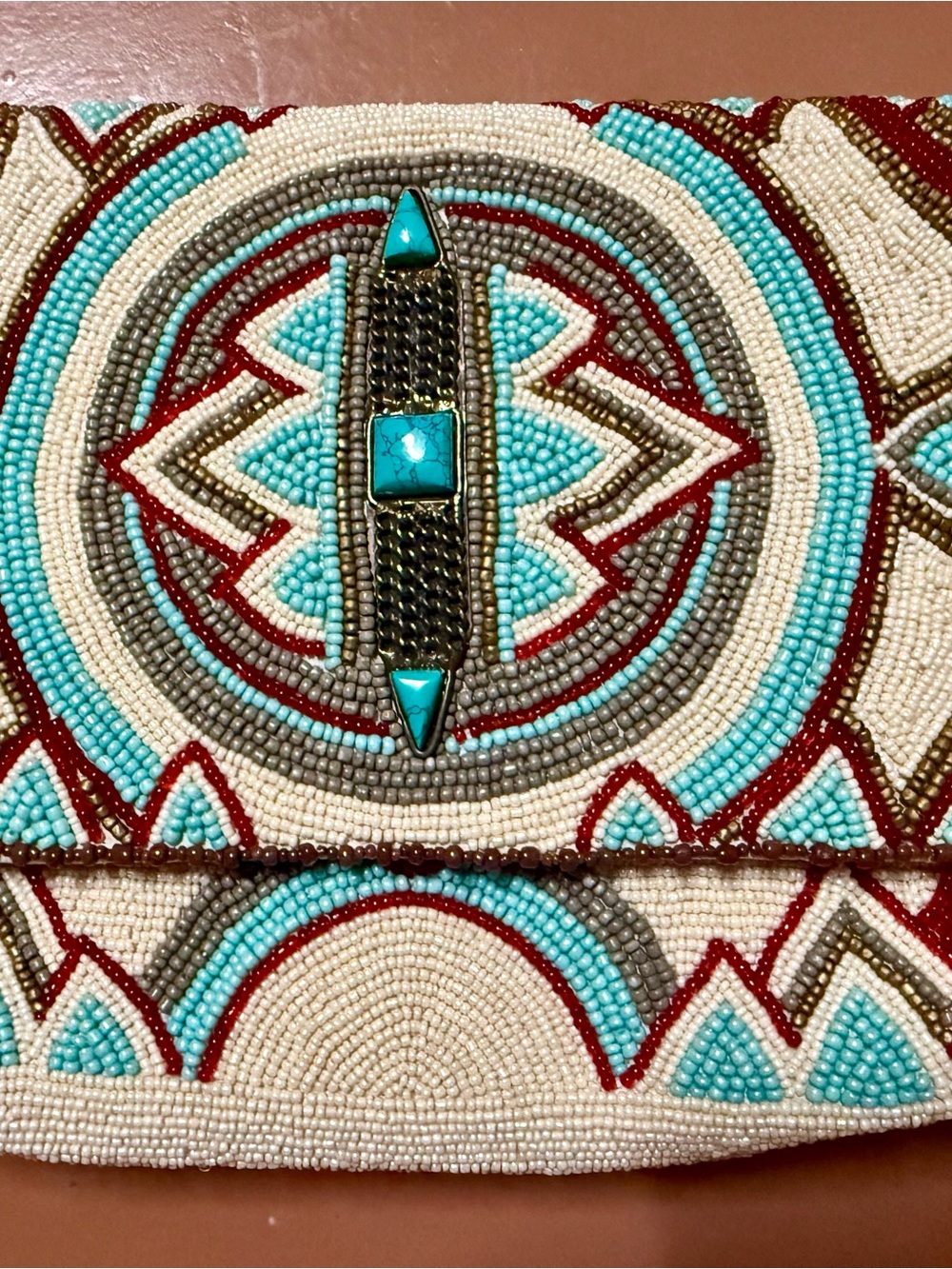 Mary Frances Beaded Turquoise Clutch